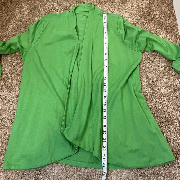 Charter Club Open Front Cardigan Green Women's Size M 3/4 sleeves cotton modal - Picture 4 of 8